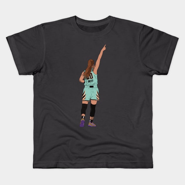 Sabrina Ionescu NY Liberty Basketball Kids T-Shirt by Hevding